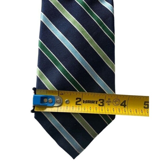 CHAPS Ralph Lauren Silk Repp Tie Navy Blue Green Stripe Classic Career 3 3/8" - Picture 6 of 7